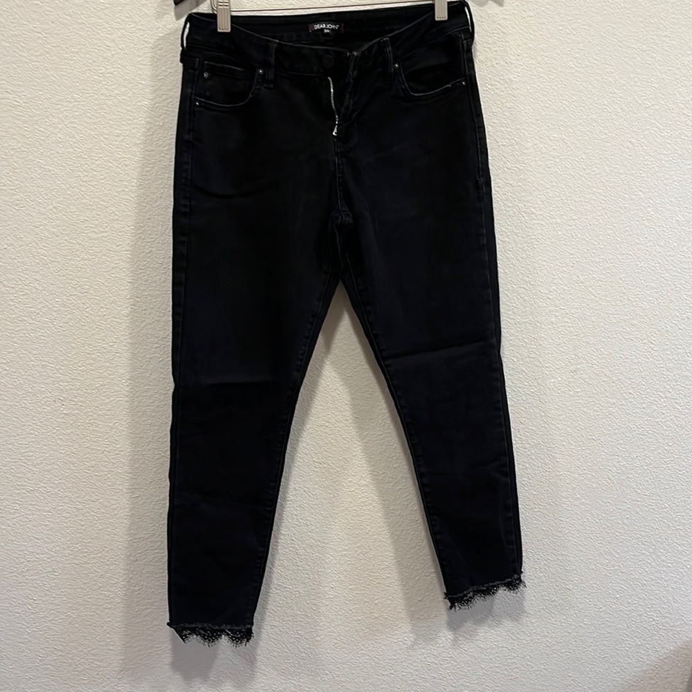 Dear John Black denim jeans with lace trim